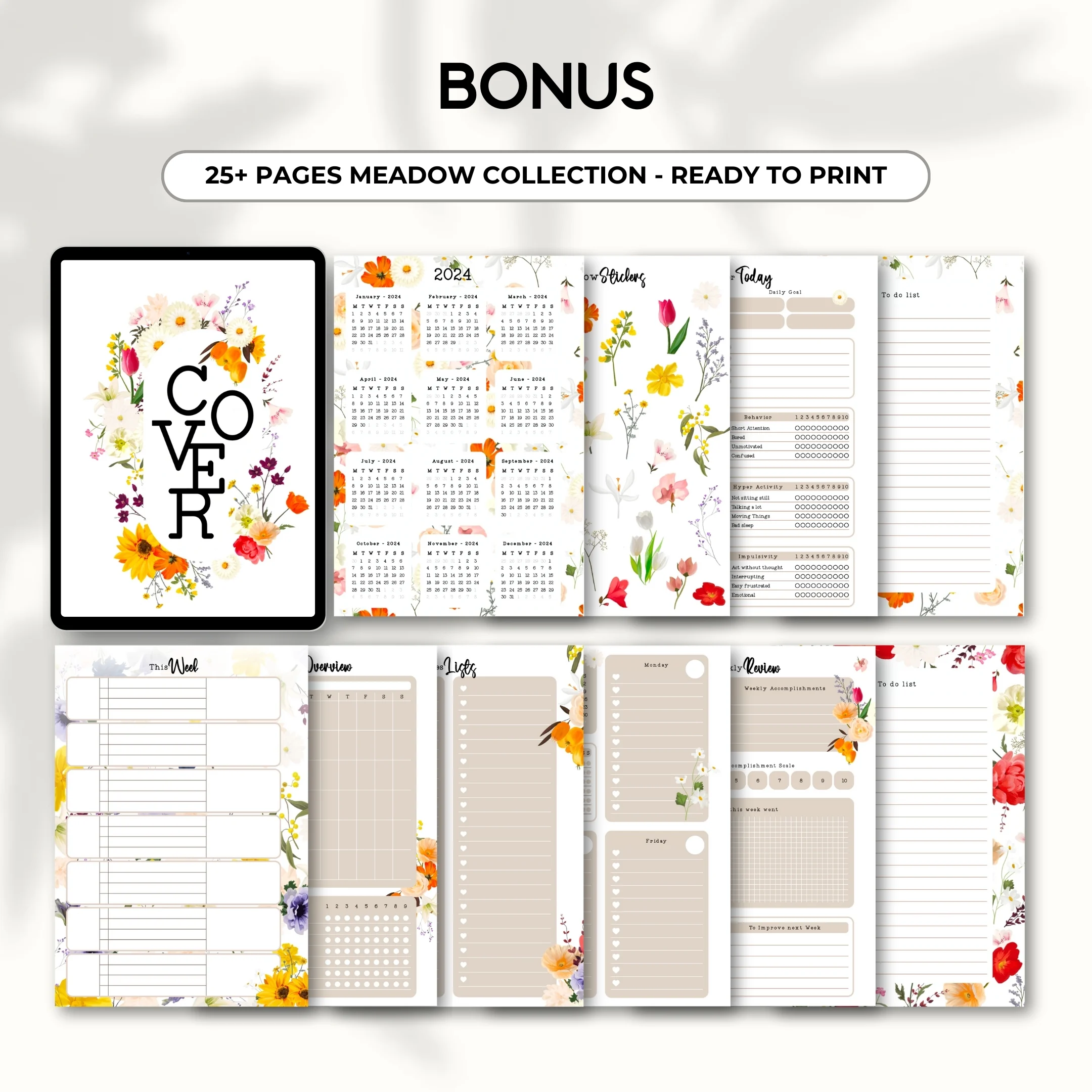 2024 - 2025 Digital Planner - Meadow Collection Design