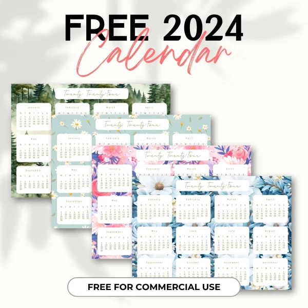 FREE 2024 Calendar Landscape Template – Printable