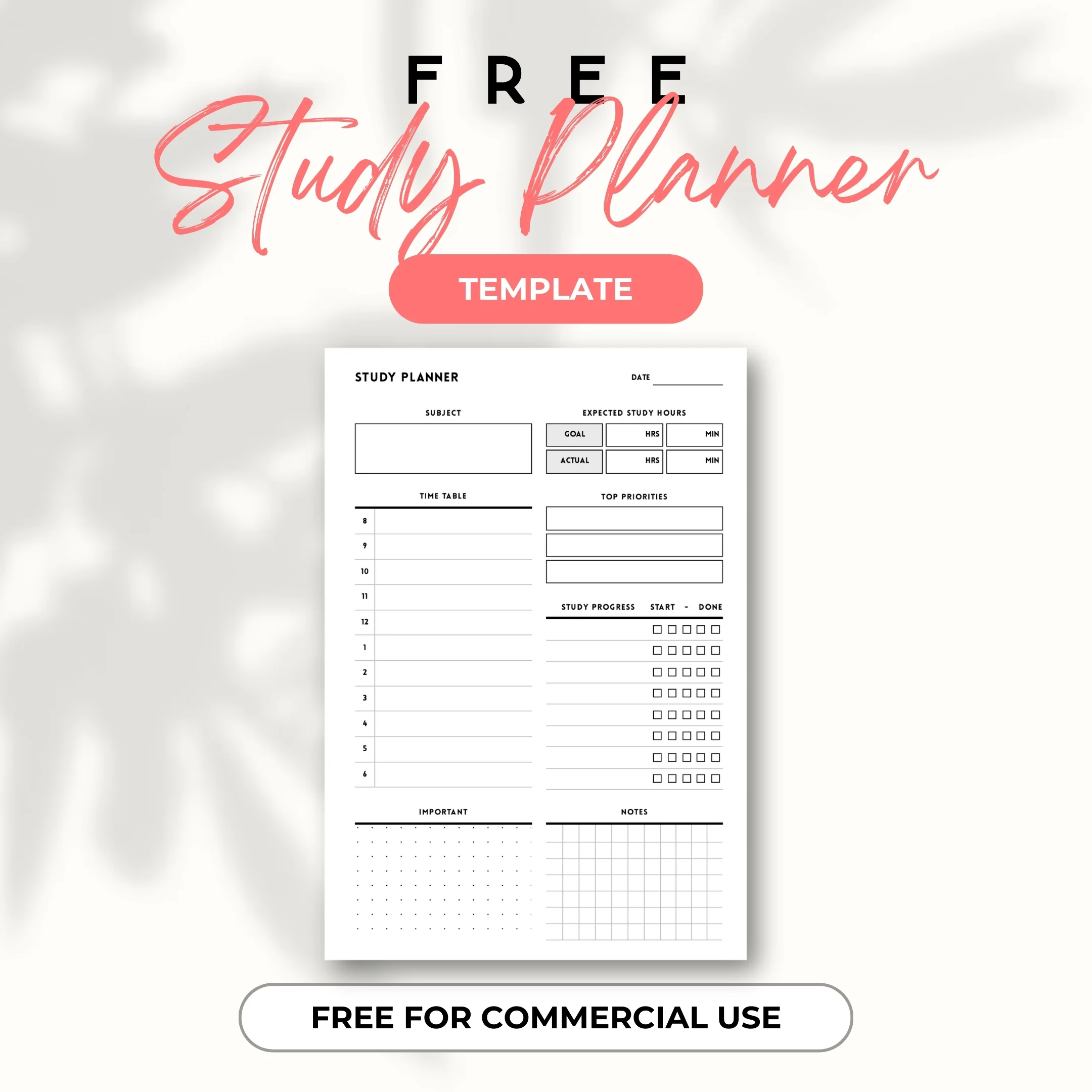 free study planner